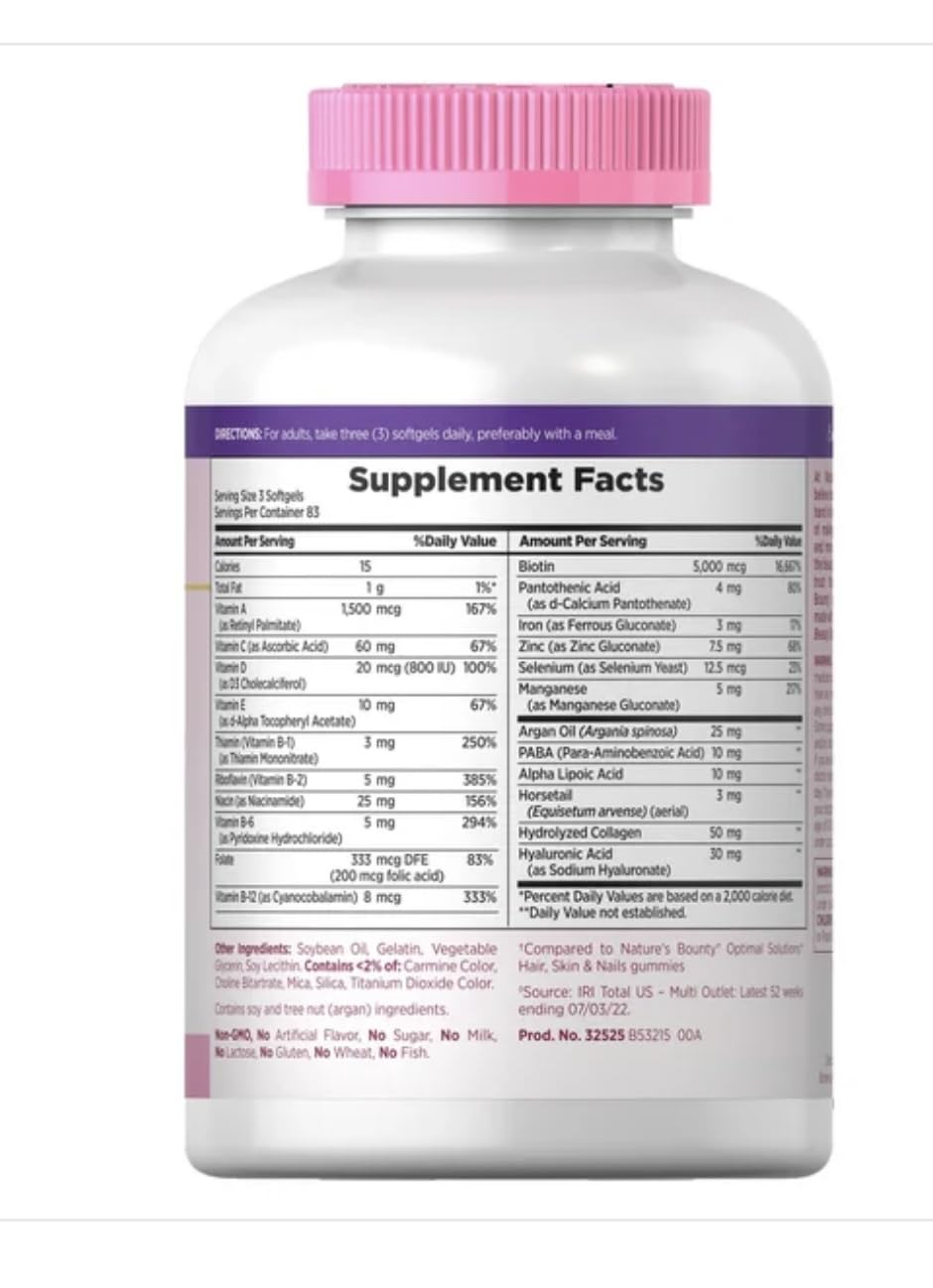 Nature's Bounty Hair, Skin and Nails, 250 Softgels (2 Pack)