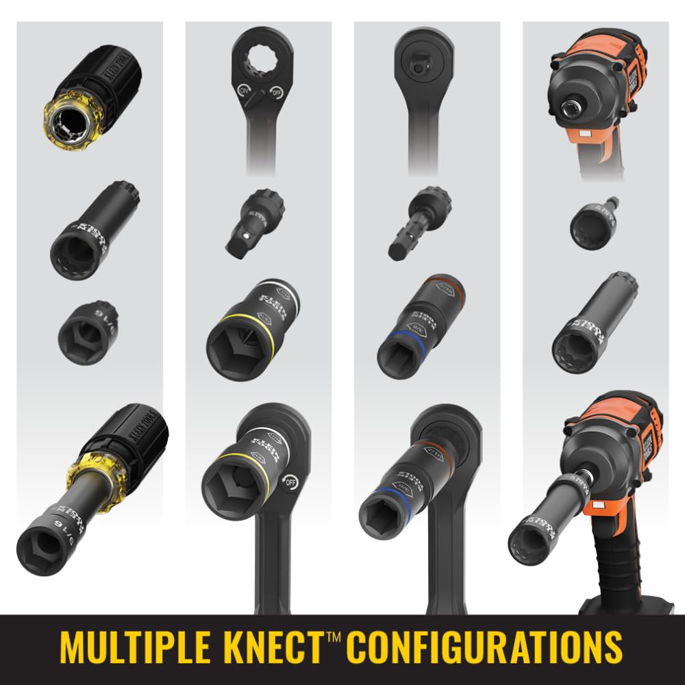 Klein Tools 32527HD KNECT 11-in-1 HVAC Multi-Bit Screwdriver / Nut Driver, Impact Rated with Phillips, Slotted, Square, and Schrader Bits