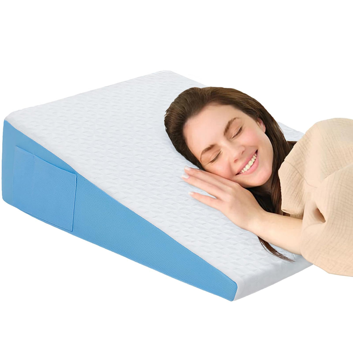COLDHUNTER Wedge Pillow for Sleeping, 7.5" Bed Wedge After Surgery, Back Pain Relief, Memory Foam Pillow Triangle Incline Wedge for Back Support, Leg Elevation