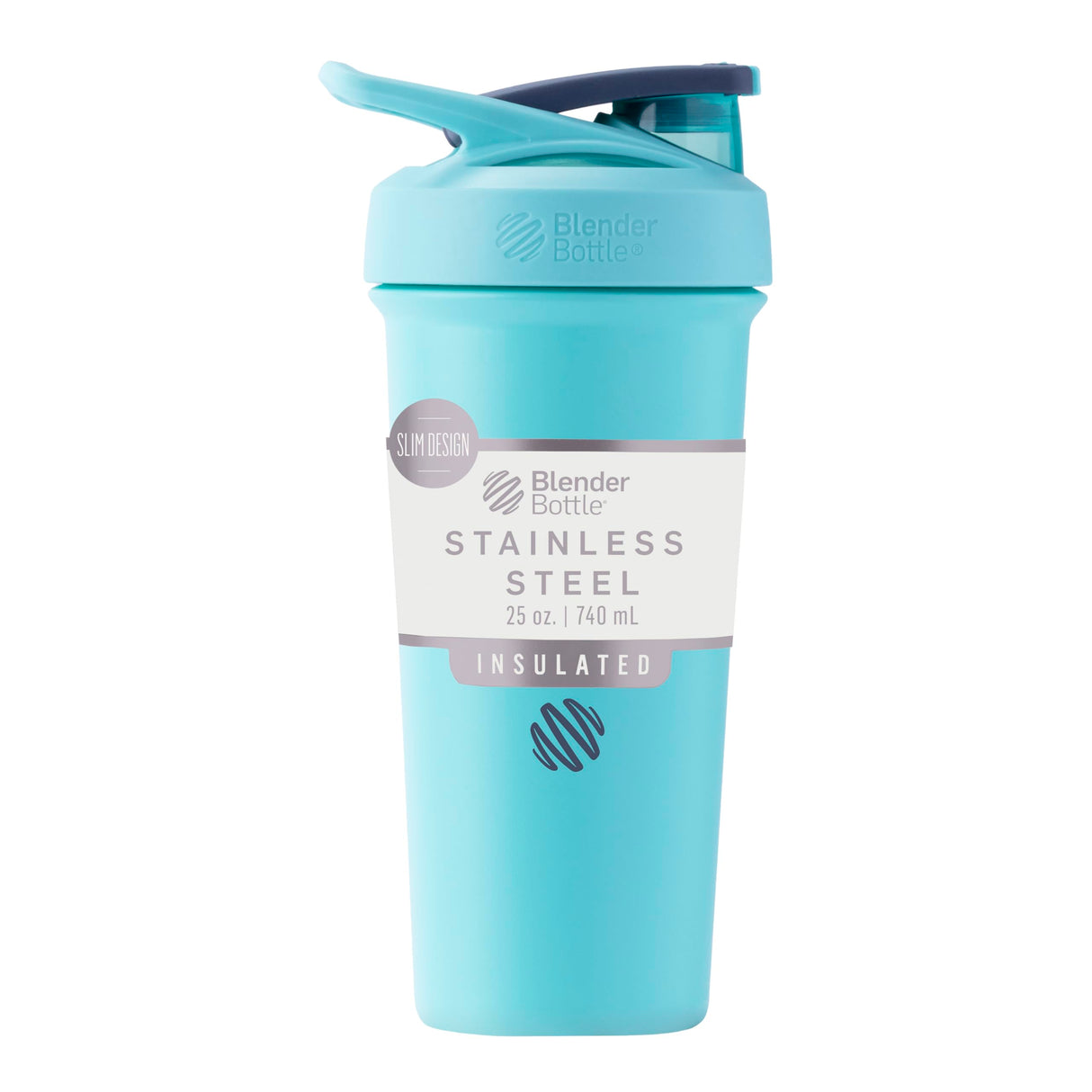BlenderBottle Sport Sleek Insulated Stainless Steel Shaker Bottle with Wire Whisk, 25-Ounce, Seafoam – Protein Shakes & Hydration for Athletes & Fitness Enthusiasts, Easy Mixing, Slim Easy to Hold, Keeps Drinks Cold, Lockable Lid