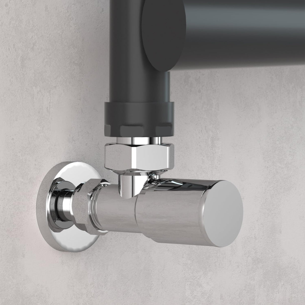 VANCOCO 2Pcs 1/2"×15mm Chrome Straight Radiator Valves Round, Manual Radiator Valves Pair Standard Connection for Heated Towel Rail and Central Heating Modern Bathroom