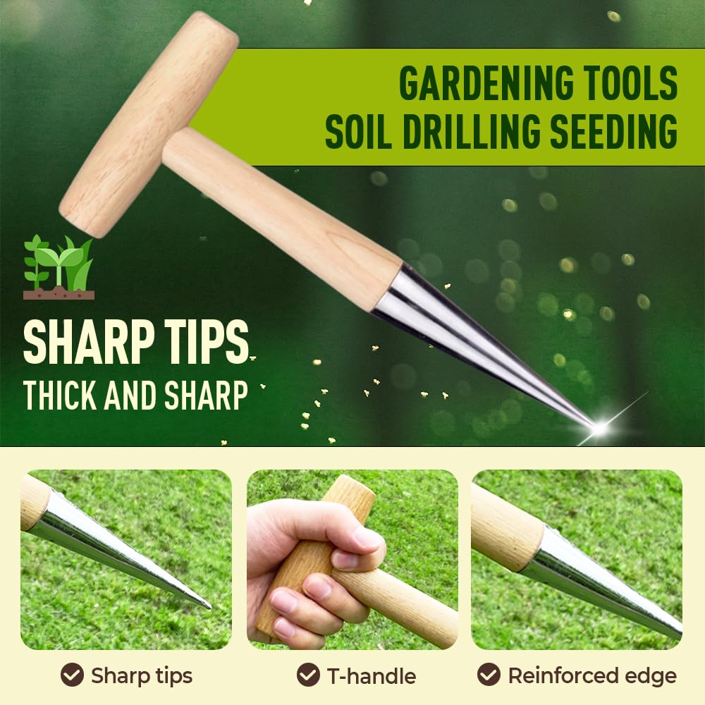 Plant Hole Digger for Planting, Bulb Planting Tool, Handheld Digger, Garden Seed Planting Tool, Garden Seed Dispenser, For Planting Tulip Daffodil Saffron Vegetable Seeds, Easy to Drill Holes (1 PC)