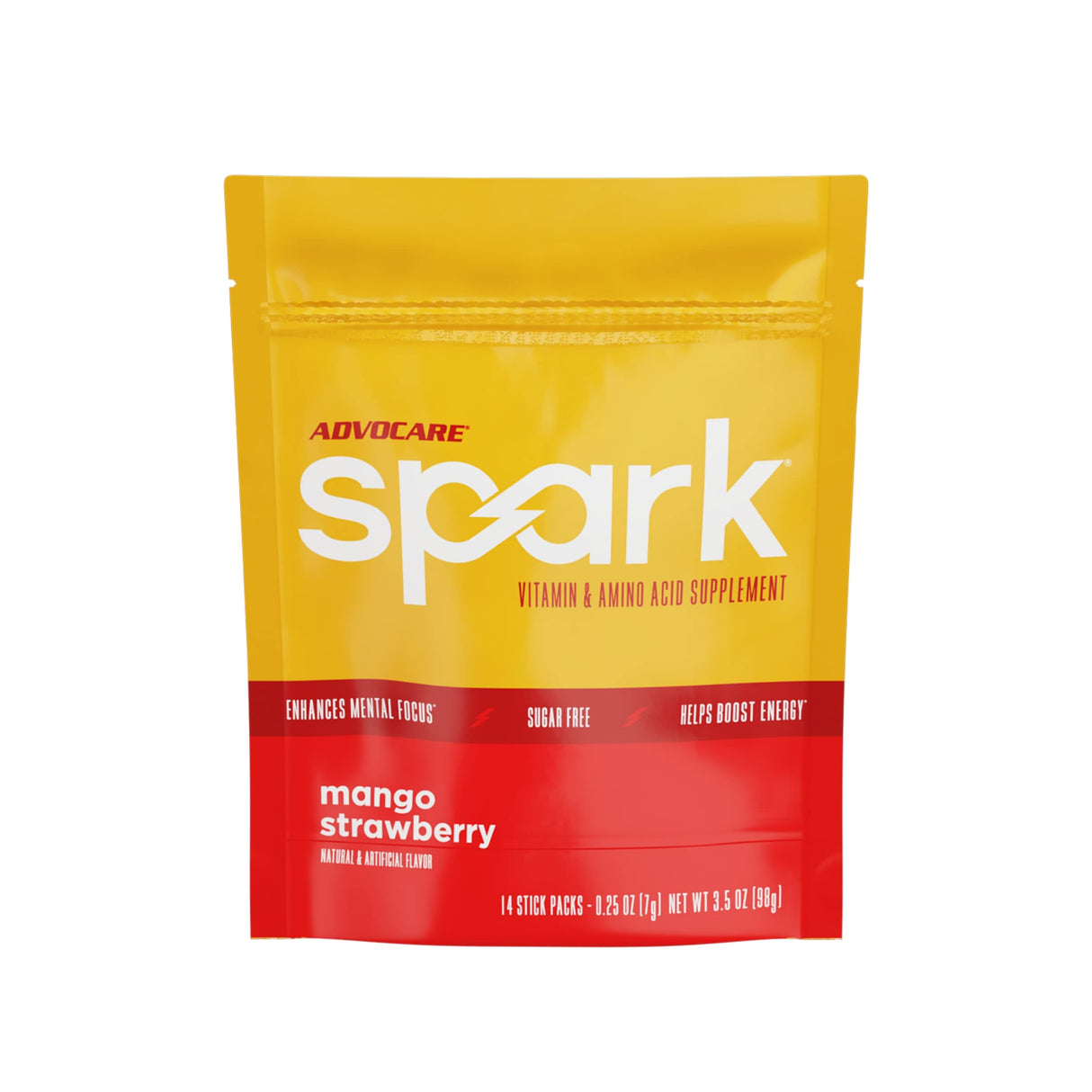 AdvoCare Spark Vitamin & Amino Acid Supplement - Focus & Energy Drink Powder Mix with Vitamin A, B-6, C & E - Also Includes L-Carnitine & L-Tyrosine - Mango Strawberry, 14 Stick Packs