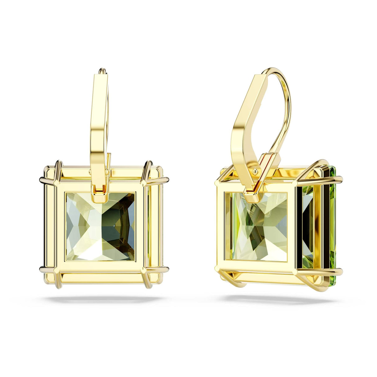 Swarovski Millenia Drop Earrings, Square Cut, Green Crystal, Gold-tone Finish
