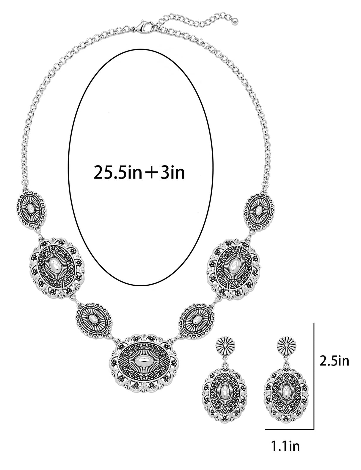 TOPACC Western Jewelry Set for Women Metal Vintage Western Necklace with Earrings Cowgirl Jewelry for Country Concert Outfit