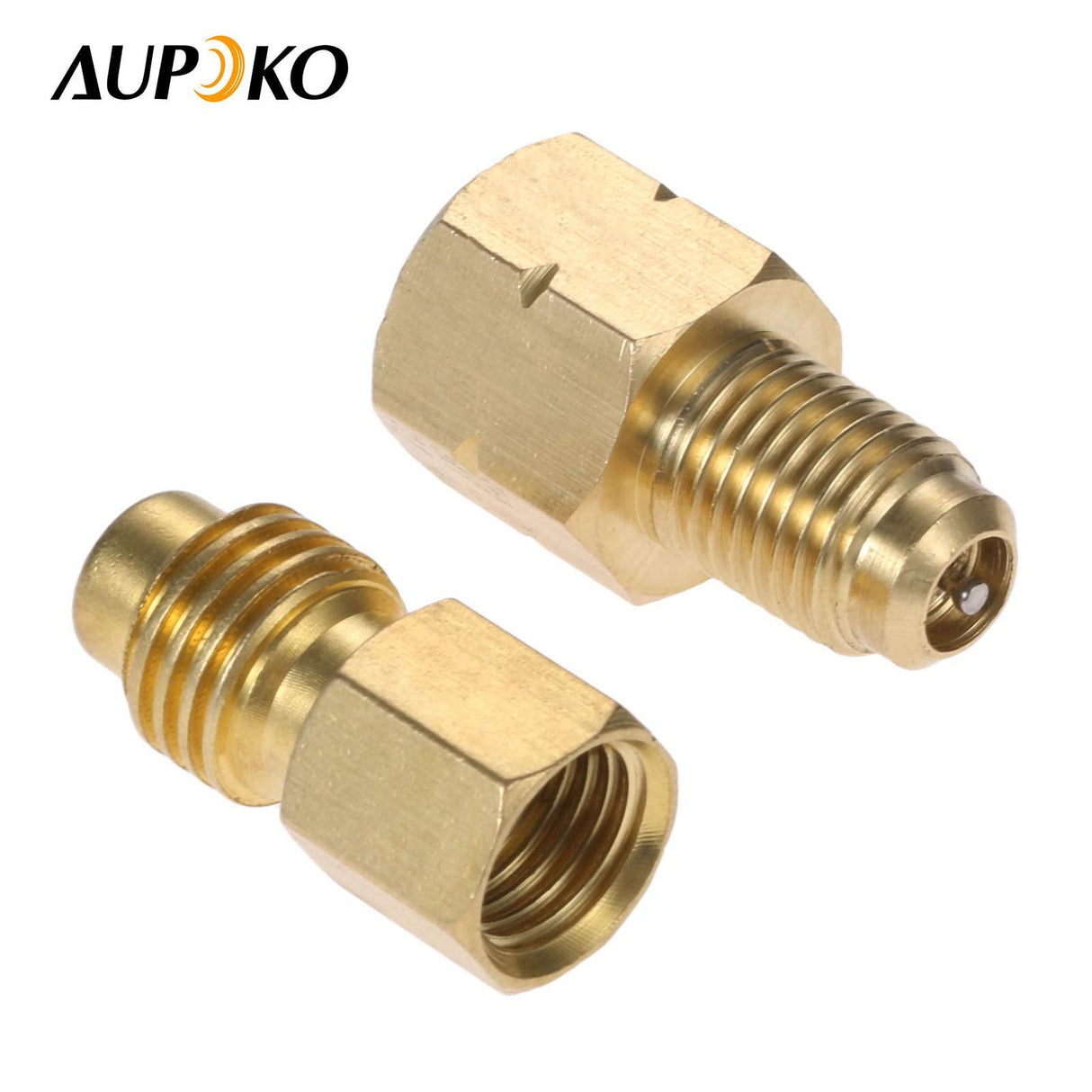 Aupoko 2 PC R1234YF Vacuum Hose Pump Adapter 1/2 LH x 1/4 SAE SAE Female FL Brass Valve Core, Fit for Refrigeration Conversion