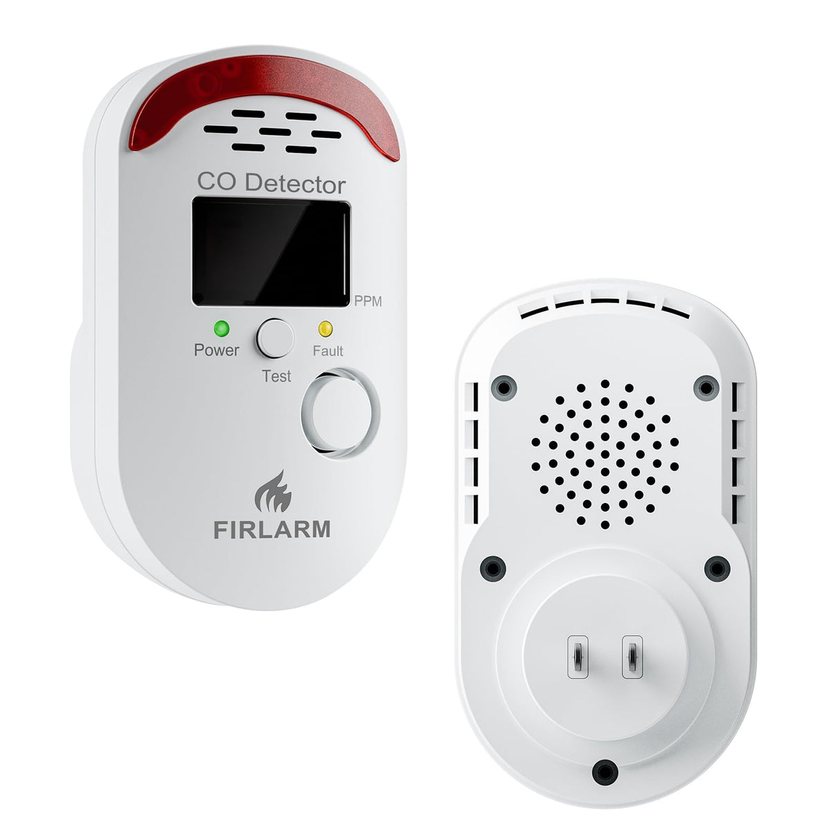Firlarm Carbon Monoxide Detectors, Plug in CO Detector with LED Digital Display, Portable CO Alarm Monitor for Home, Hotel, Office, RV