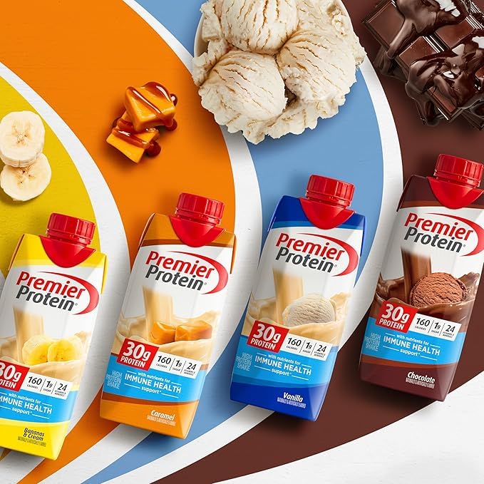 Premier Protein Shake, Caramel, 30g Protein, 1g Sugar, 24 Nutritents & Minerals to Support Immune Health, 11 Fl oz, Pack of 12