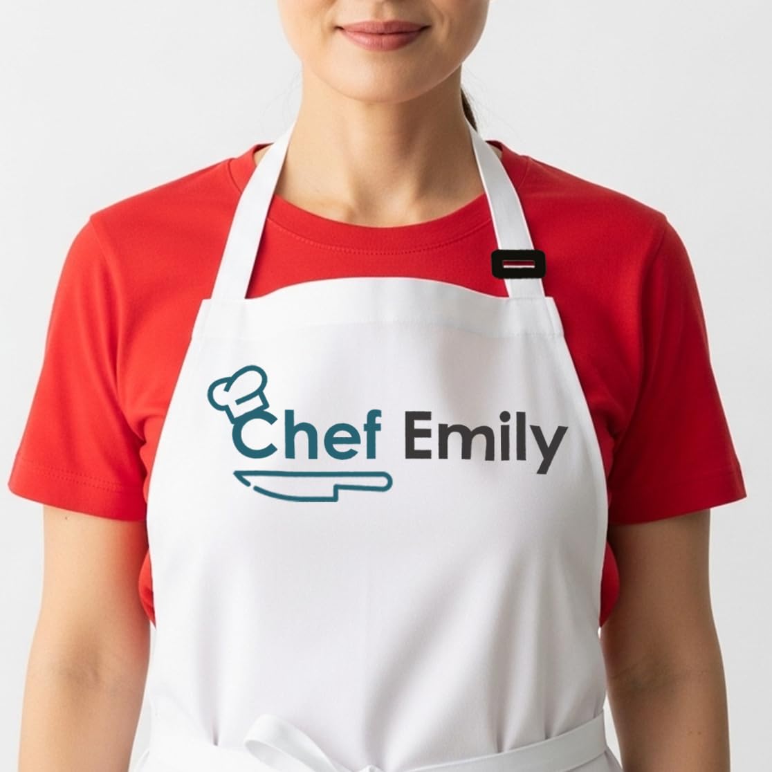 Personalized Aprons with Custom Name, Chef Apron for Cooking, Personalized Gifts Men, Apron Gifts Women with Pockets, Waterproof Chef Apron, Husband Dad Gifts for Christmas, Grill Gifts for Men