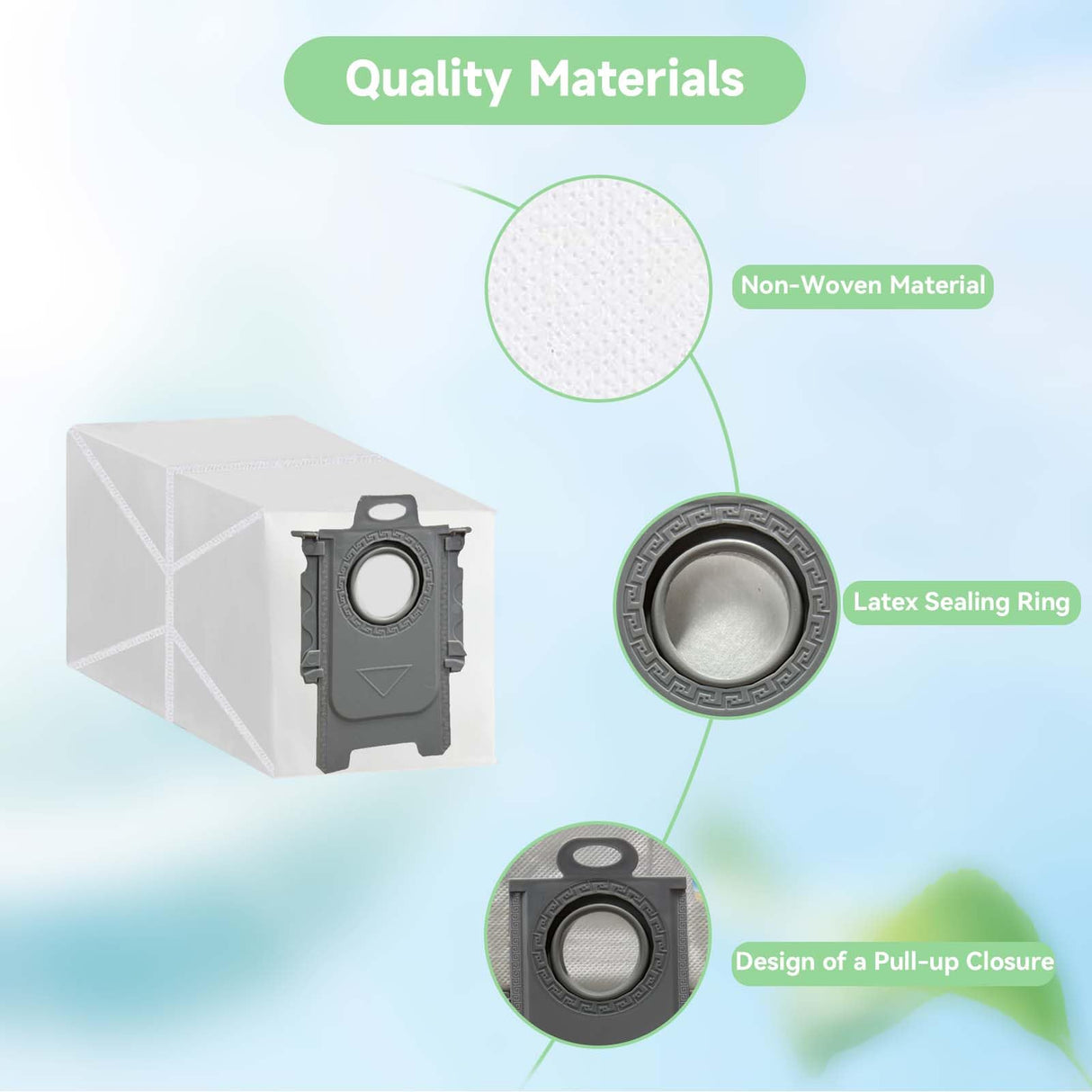 WAIKAS 20 Pack Vacuum Bags for Roborock QV 35A, Qrevo S5V, Saros 10/10R, Saros Z70, S8 MaxV Ultra, Qrevo Curv S5X, Qrevo Curv, Qrevo CurvX, Qrevo MaxV, Qrevo Pro, QV Revo, QX Revo Disposable Dust Bags