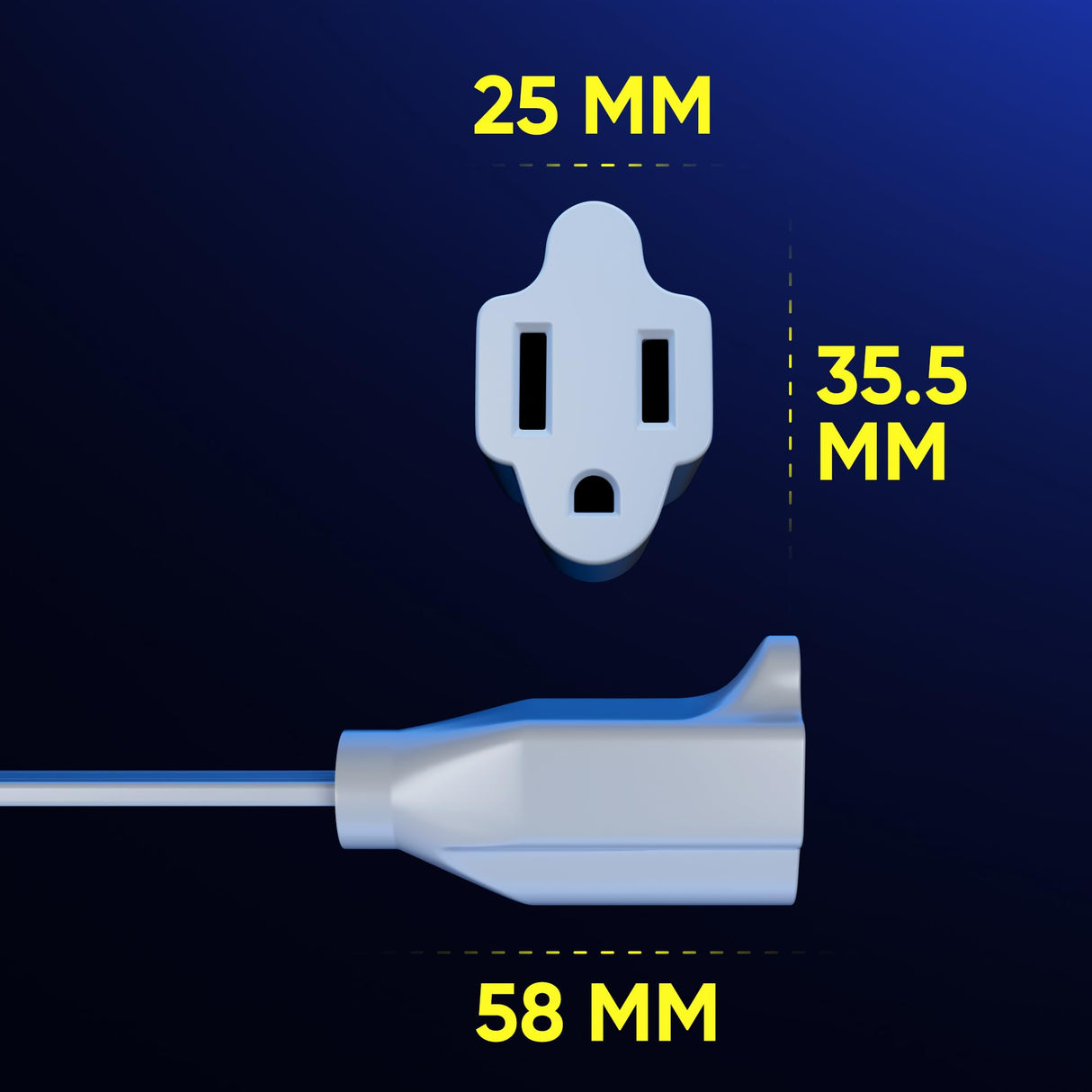 Maximm 360° Rotating Flat Plug Extension Cord UL-Certified 10 feet Under Carpet with Slim Space-Saving Plug Design, Low Profile Cord (White)