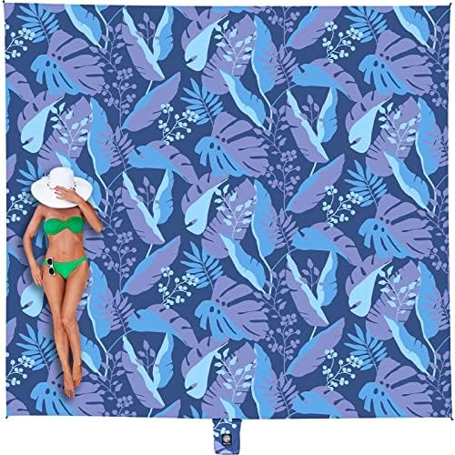 WEKAPO Beach Blanket Waterproof Sandproof Oversized, Extra Large Beach Mat Sand Free, Lightweight & Compact Sand Free Mat with 6 Stakes & 4 Corner Pockets