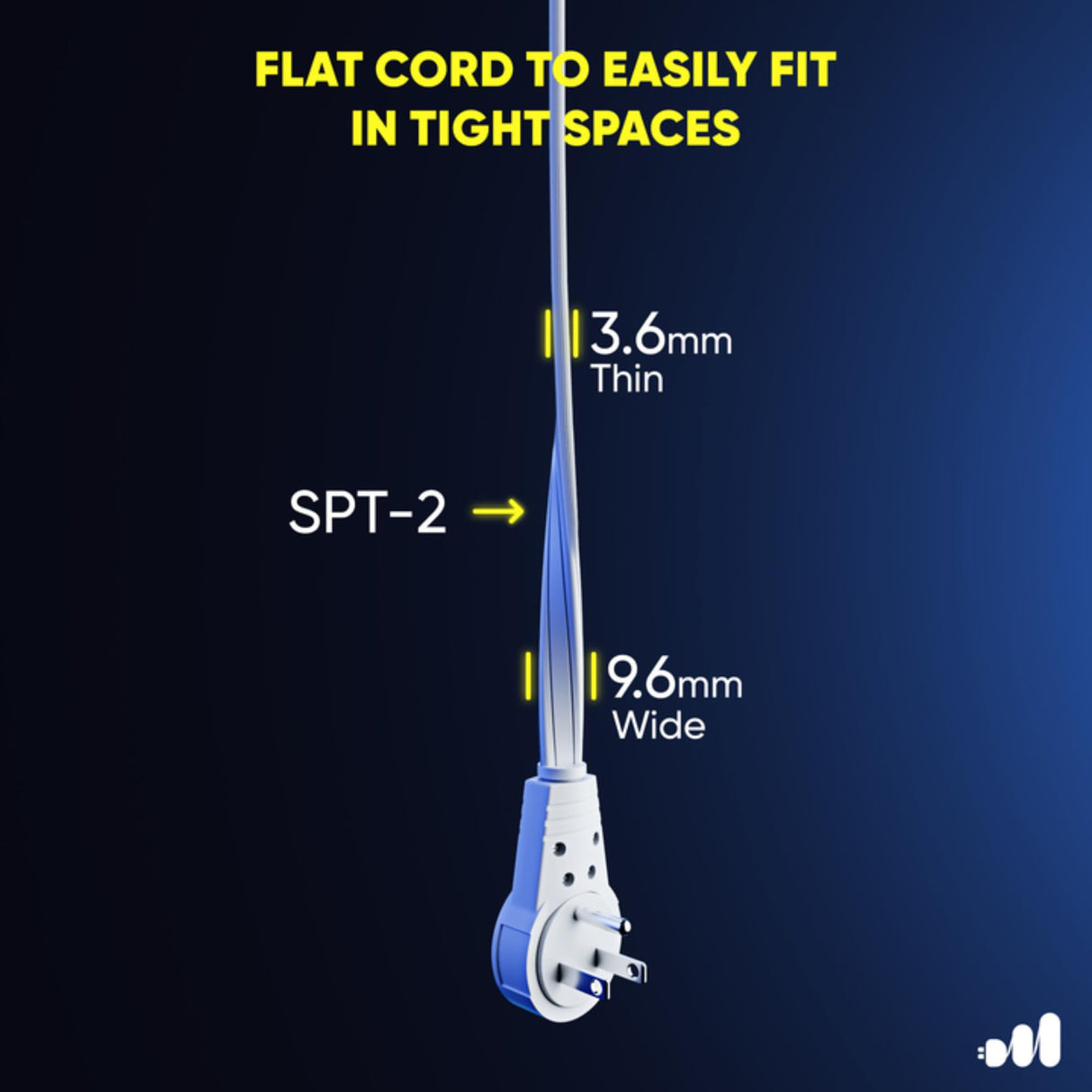 Maximm 360° Rotating Flat Plug Extension Cord UL-Certified 10 feet Under Carpet with Slim Space-Saving Plug Design, Low Profile Cord (White)