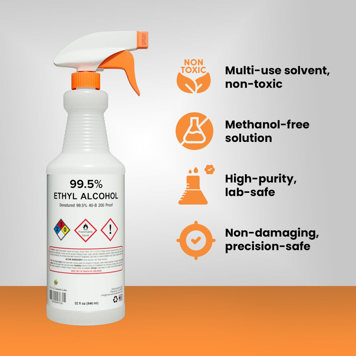 Natural Cosmetic Labs Ethyl Alcohol 99.5% Denatured 40-B 200 Proof Alcohol
