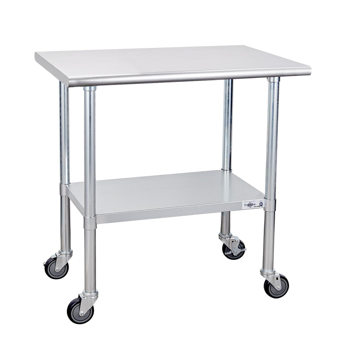 Profeeshaw Stainless Steel Table with Wheels, 24x36 Inch - NSF Commercial Kitchen Prep & Work Table with Undershelf and Galvanized Legs for Restaurant, Bar, Utility Room and Garage - Heavy Duty