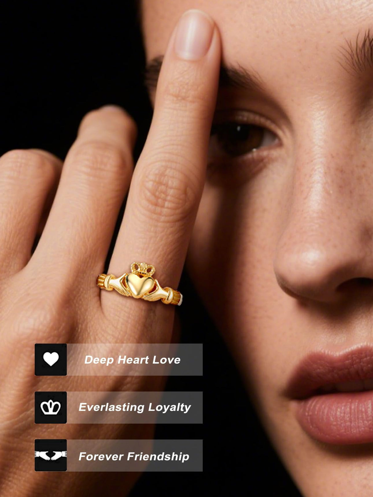 Bestyle Gold Claddagh Rings for Women Hypoallergenic Sterling Silver Women Gold Rings, Irish Infinity Love Ring Promise Ring for Her, Dainty Silver Gold Rings for Women