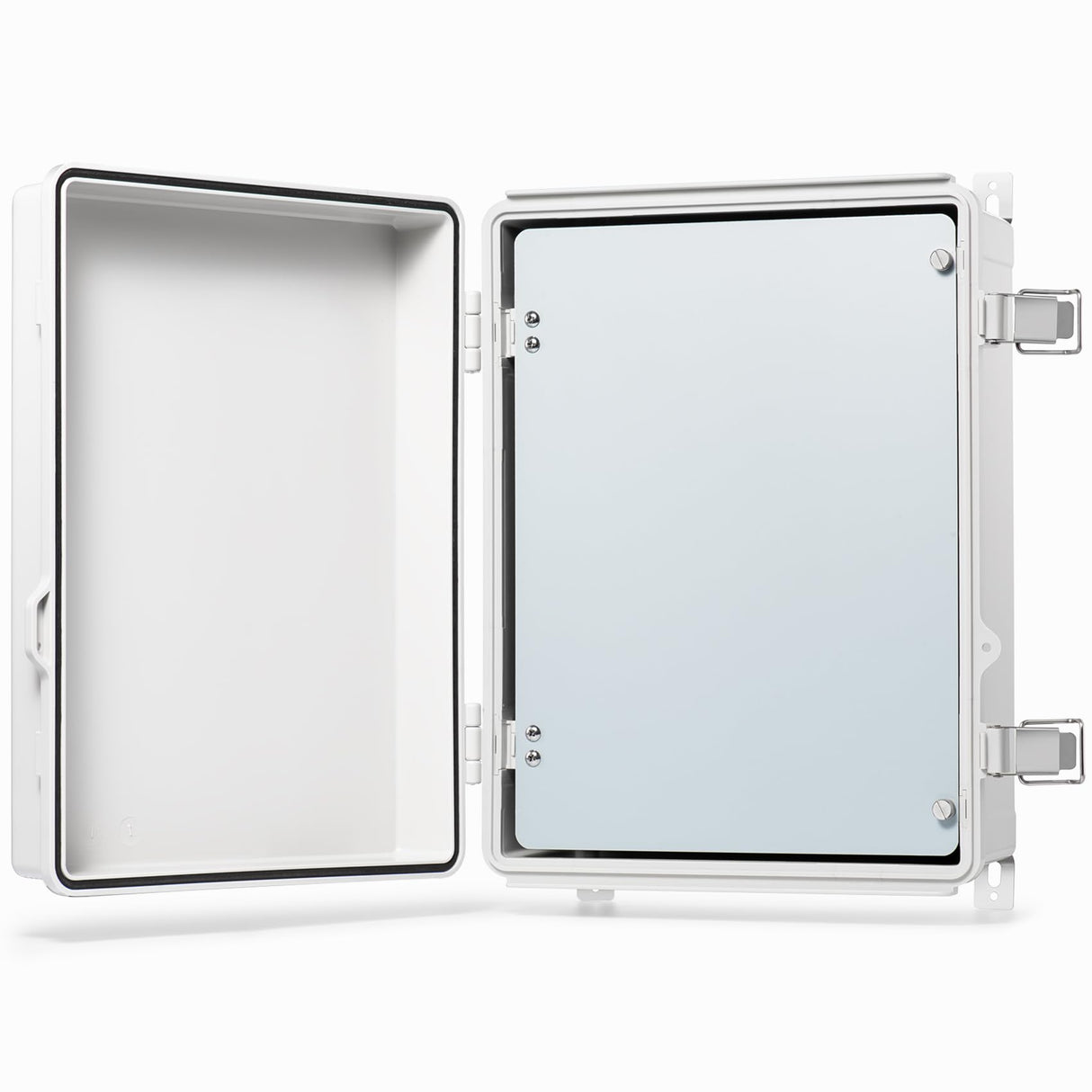 QILIPSU Waterproof Junction Box IP67 Outdoor Plastic Electrical Project Enclosure Weatherproof with Inner Door, Mounting Plate, Wall Brackets, Hinged Grey Cover 16.1"x12.2"x7.1" -D