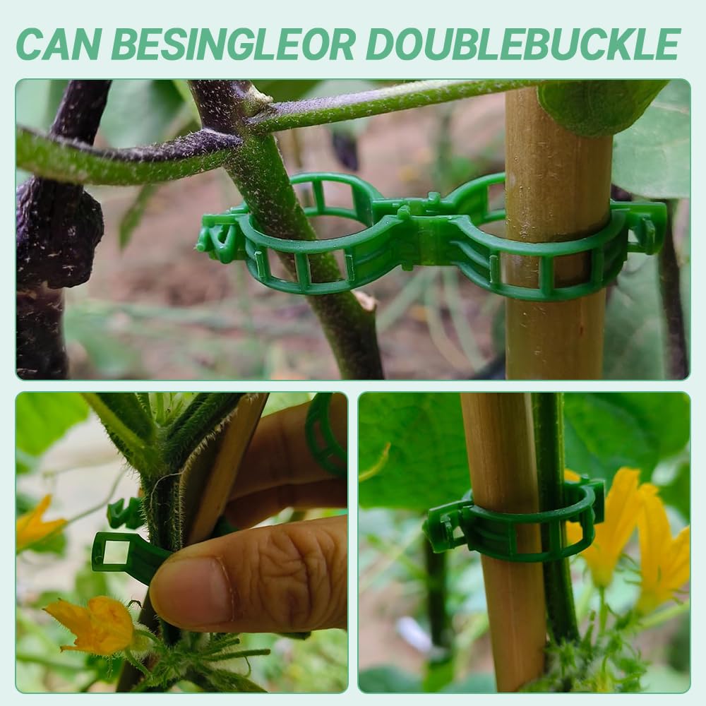 100 Secured Plastic Plant Clip, New Reusable Plant Support Clips Plastic Clips Tomato Clips for Securing Plants for Climbing Plants, Grape, Vegetable Stems (100 Pcs)