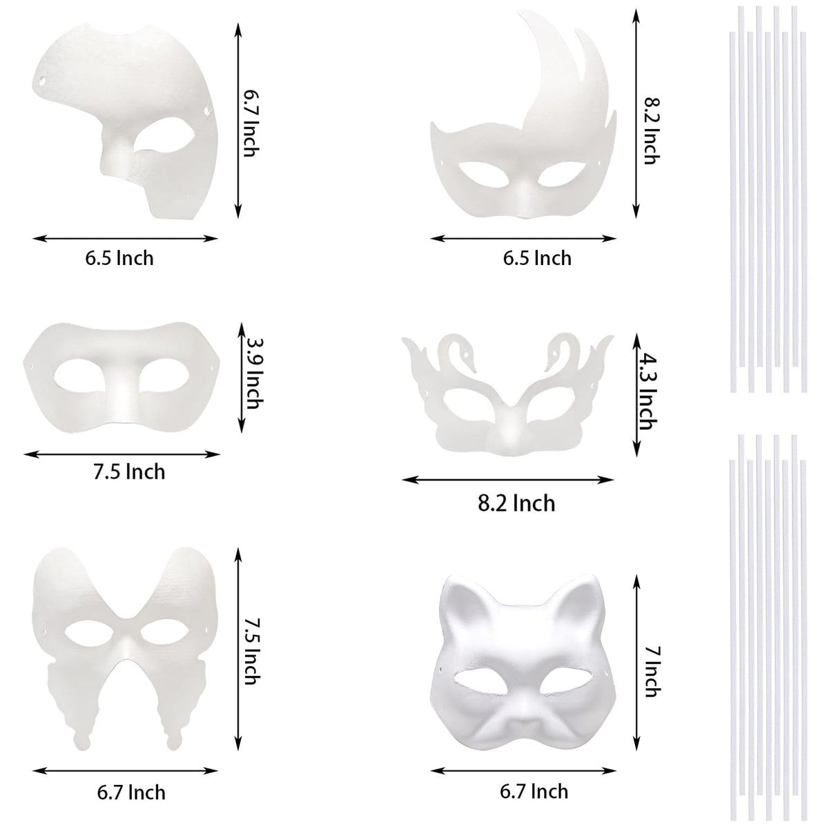 Nicunom 30 Pack Paper Mache Art Masks, DIY Blank Masks Paintable Masquerade Mask White Half Face Masks Costume Craft Mask for Art Party Mardi Gras Cosplay Dance Halloween Christmas