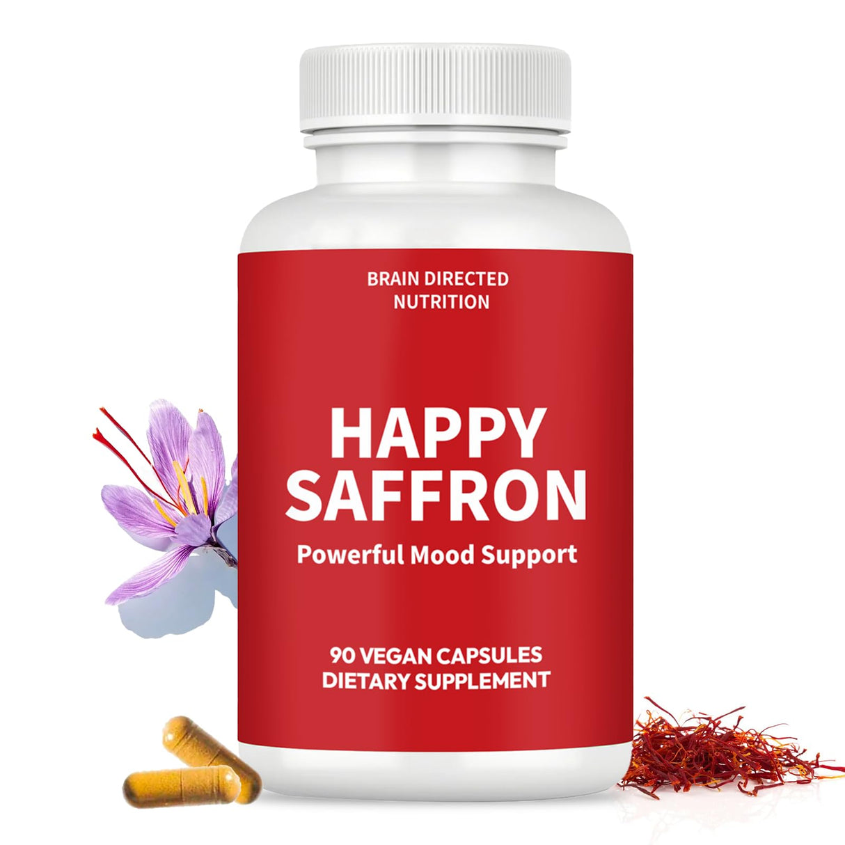 Lumilean Happy Saffron Supplements, Optimized Organic Saffron Extract, Curcumin & Zinc, Vegan Gluten Free Non-GMO Capsules May Support Mood, Focus, Vision, Eye Health for Women & Men 90 Capsules