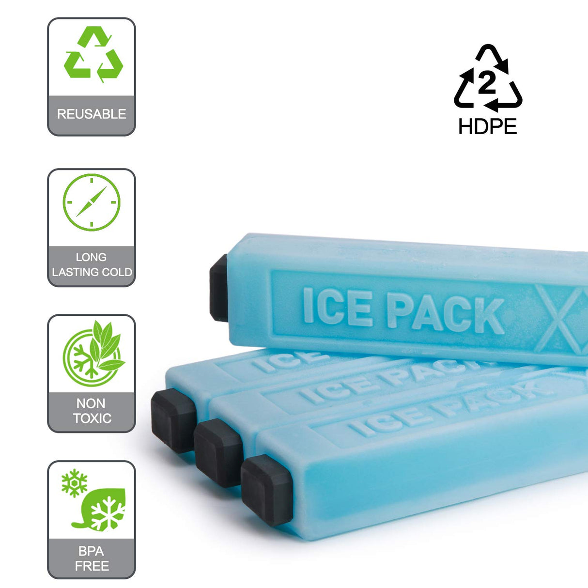 TOURIT Ice Packs for Coolers, 12 Pack Reusable Long Lasting Freezer Packs for Lunch Bags/Boxes, Cooler Backpack, Camping, Beach, Picnics, Fishing and More, Blue