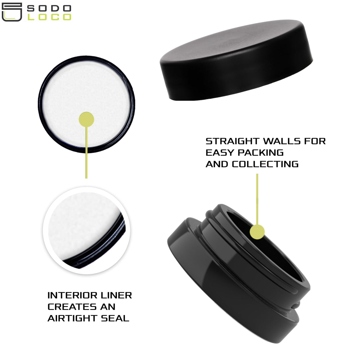 (90 Pack) 7ml Low Profile Thick Black Glass Jars with Black Lids - Airtight Containers for Oil, Lip Balm, Wax, Cosmetics