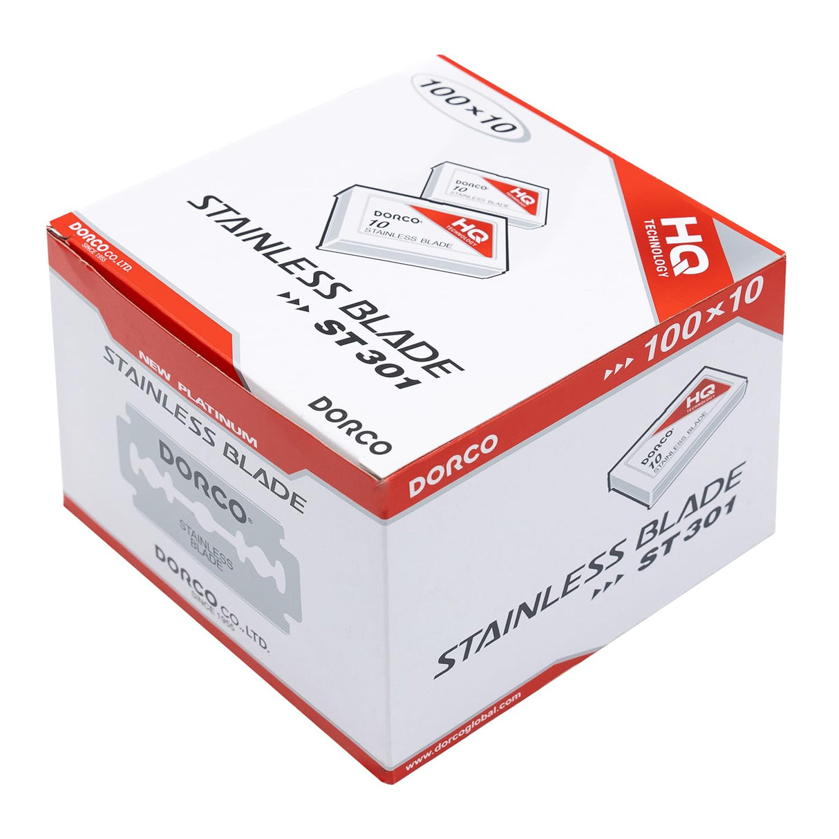 Dorco ST301 Platinum Double Edge Razor Blades - 1000 Blades (100 Packs of 10) | 1 Case