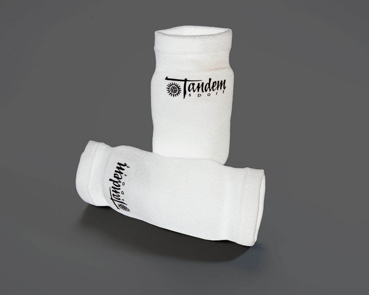 Tandem Sport Volleyball Elbow Pads - Volleyball Pads for Floor Burns and Bruises - Non-Bulky Volleyball Elbow Pads - White