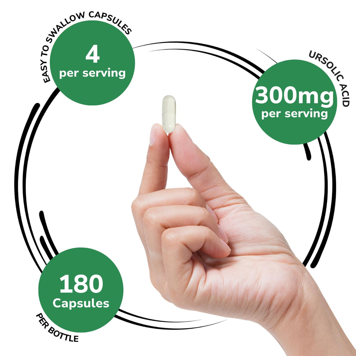 Genex Formulas Ursolic Acid 300mg (180 Capsules) Ursolic Acid Sourced from Rosemary Extract - Non-GMO, Gluten Free, Vegetarian