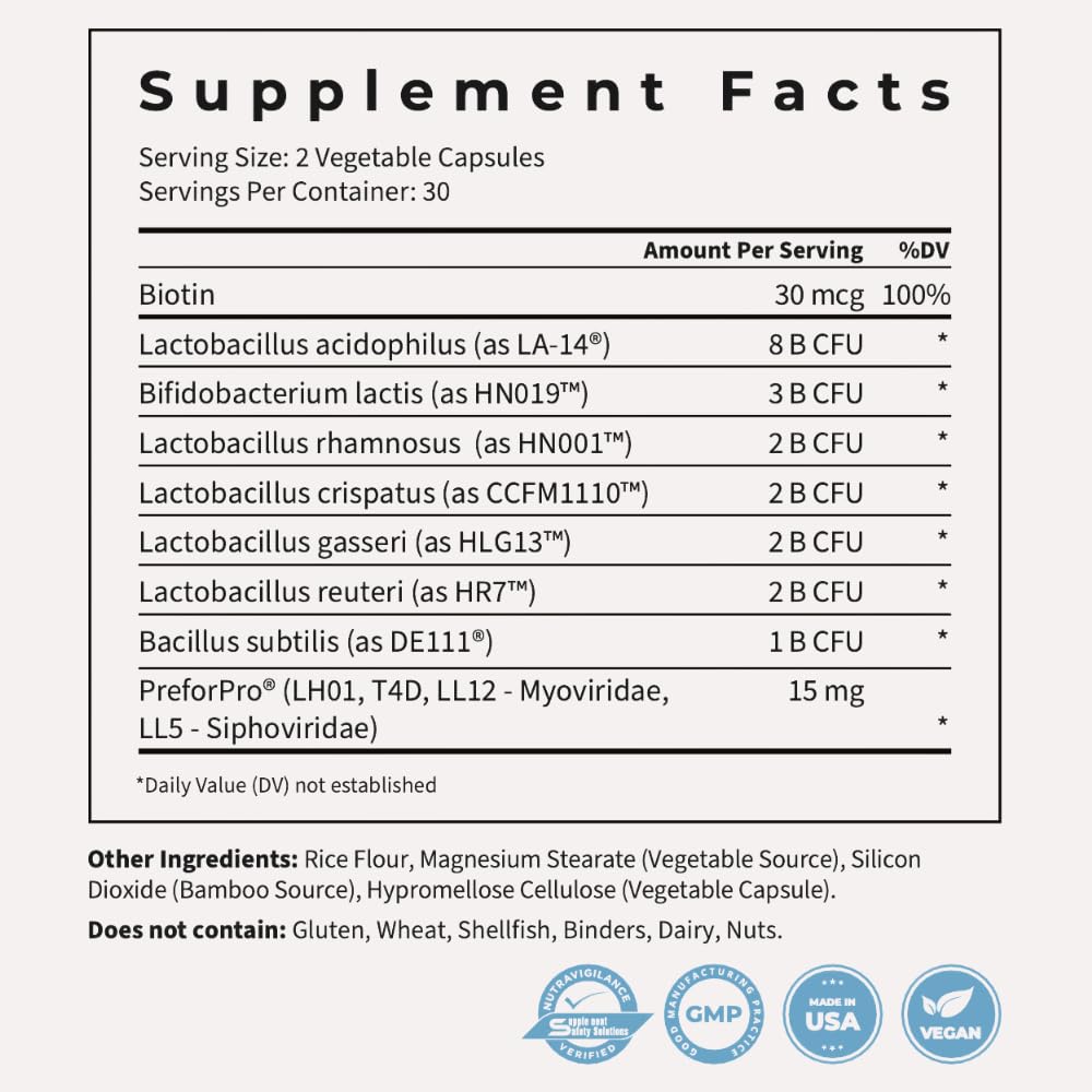 Happy V Dr. Formulated Vaginal Probiotics for Women Odor & Itch Support, Urinary & Gut Health, pH Balance | Womens Daily Probiotic with Patented Prebiotics & Lactobacillus for Feminine Wellness