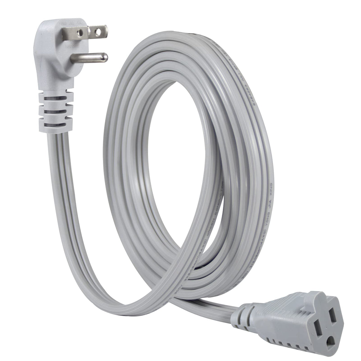 KUNCAN Appliance Power Extension Cord - 3 Prong Flat Wire SPT-3 14 AWG Heavy Duty Male to Female Extender Low Profile Grounded Cable for Major AC Unit, Air Conditioner, Refrigerator (9 Feet)