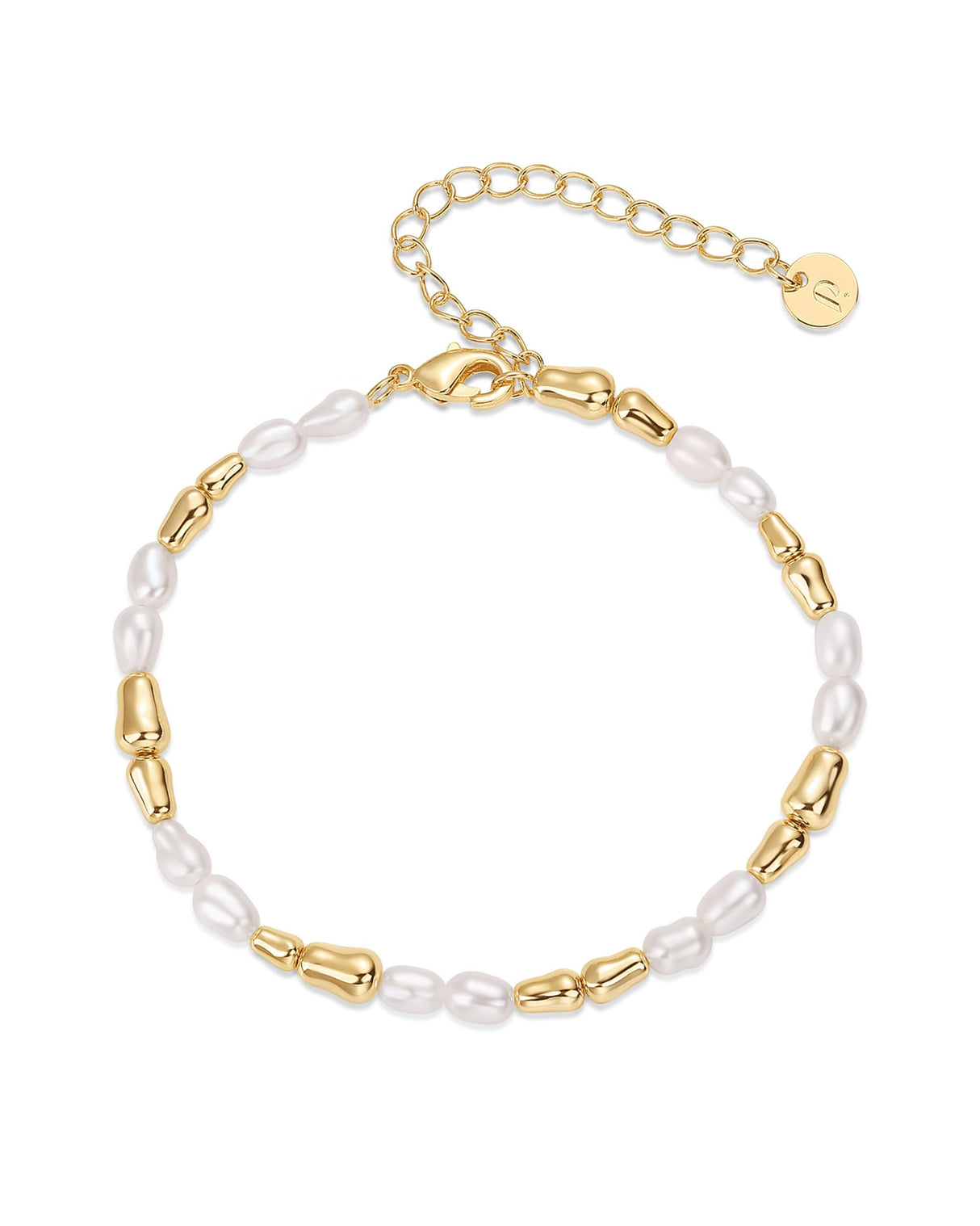 PAVOI 18K Yellow Gold Plated Freshwater Pearl Bracelet for Women | Beaded 6" Bracelet with Pearls