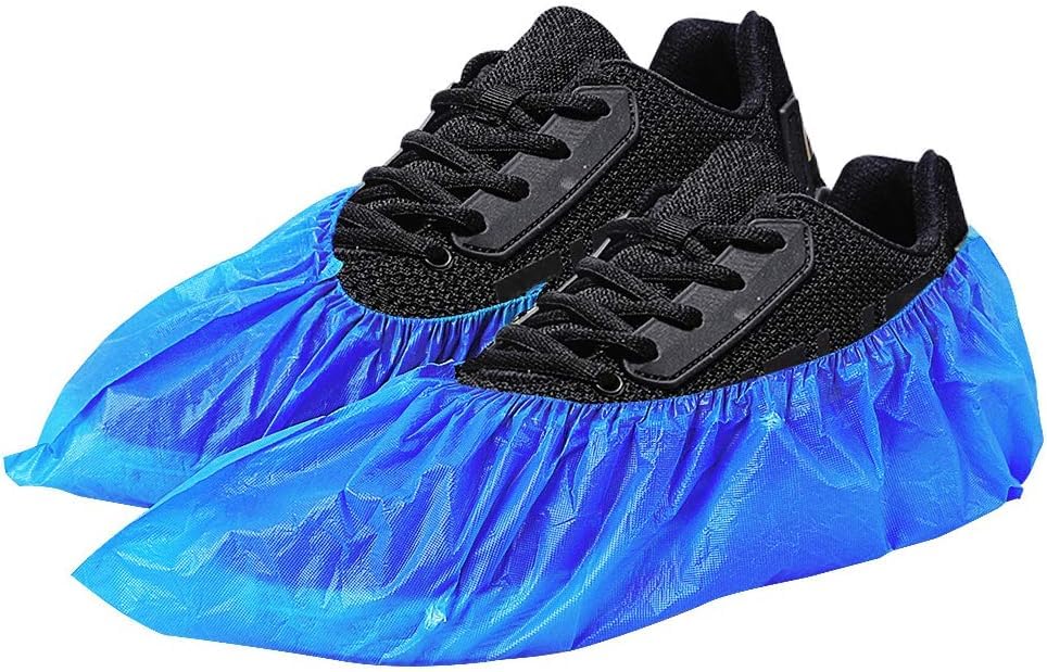 Green Convenience 200 Pack 100 Pairs Disposable Shoe Covers Boot Cover Waterproof, Dust proof, The Size Fit Most, Non-slip, Blue, Protect Your Shoes, Floor, Carpet