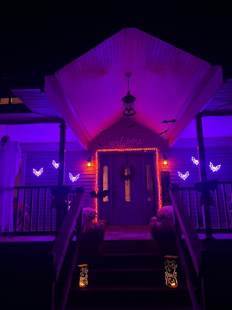 Hompavo Gen2 LED Flame Light Bulbs, Like Real Fire 4-Mode Flickering Light Bulbs with Upside Down Effect, E26 Flame Bulb for Halloween Christmas Party Patio Porch Home Indoor & Outdoor Decorations, 2