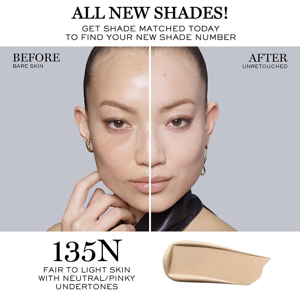 Lancôme Teint Idole Ultra Wear Buildable Full Coverage Foundation - Longwear & Waterproof - Natural Matte Finish - 135N (Fair to Light Skin with Neutral/Peachy Undertones), 1 Fl Oz