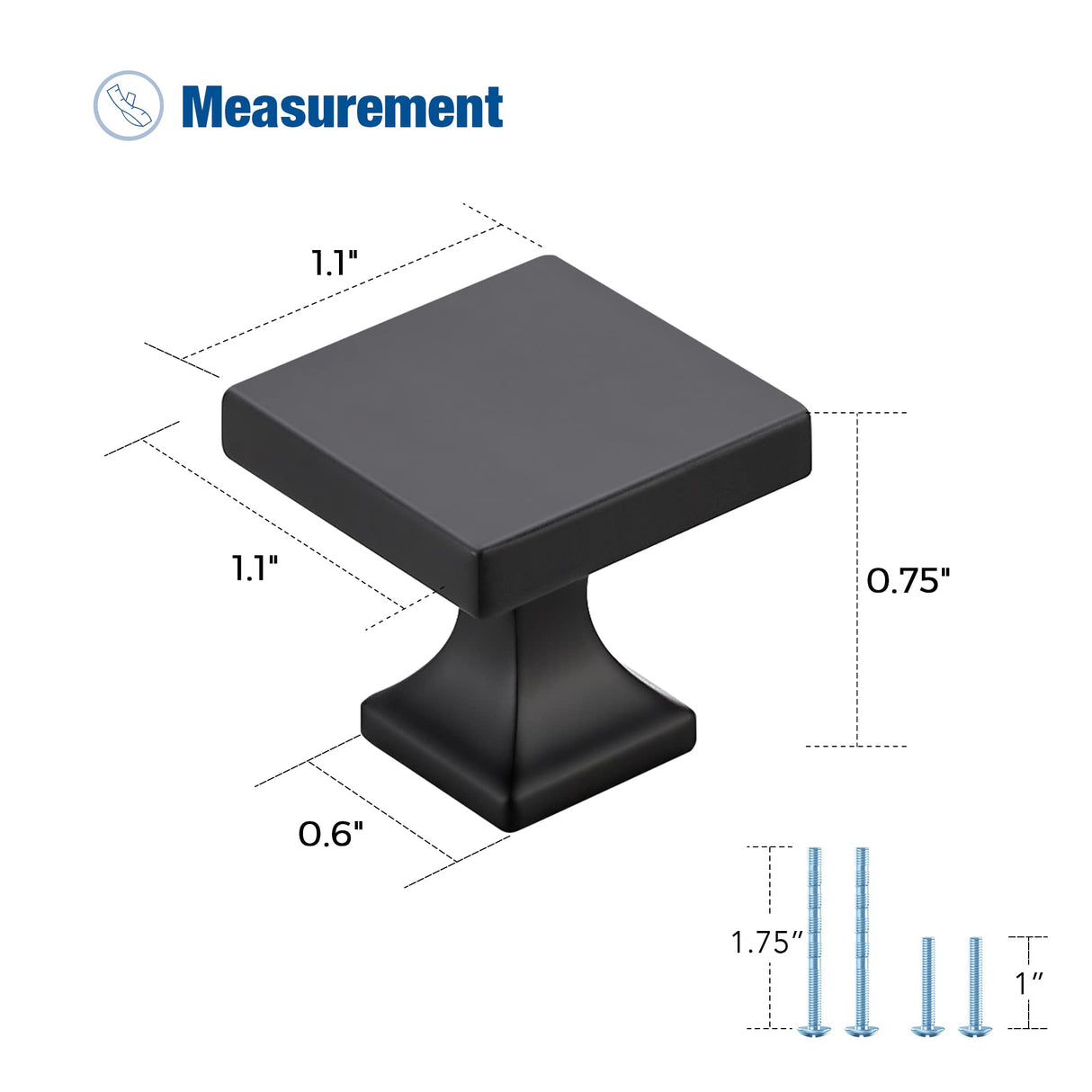 Ravinte Cabinet Knobs Matte Black Square Knobs for Cabinets and Drawers Cabinet Hardware Kitchen Cabinet Knobs 10 Pack