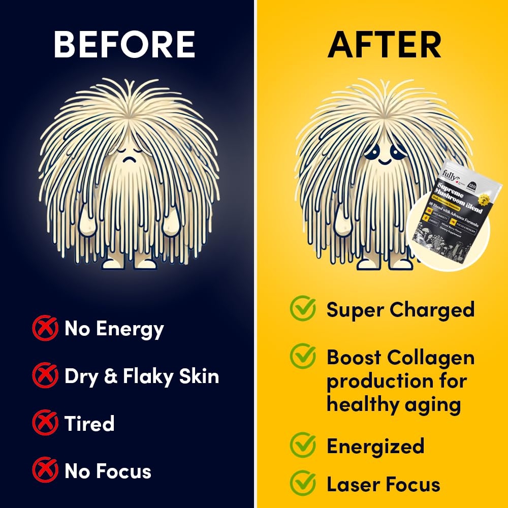 16 in 1 Blend Mushrooms Gummies for Adults - Lion's Mane Mushroom Supplement, Focus Gummies with Lions Mane, Lion's Mane Gummies for Adults, Natural Mushroom Supplement for Cognitive Support & Clarity