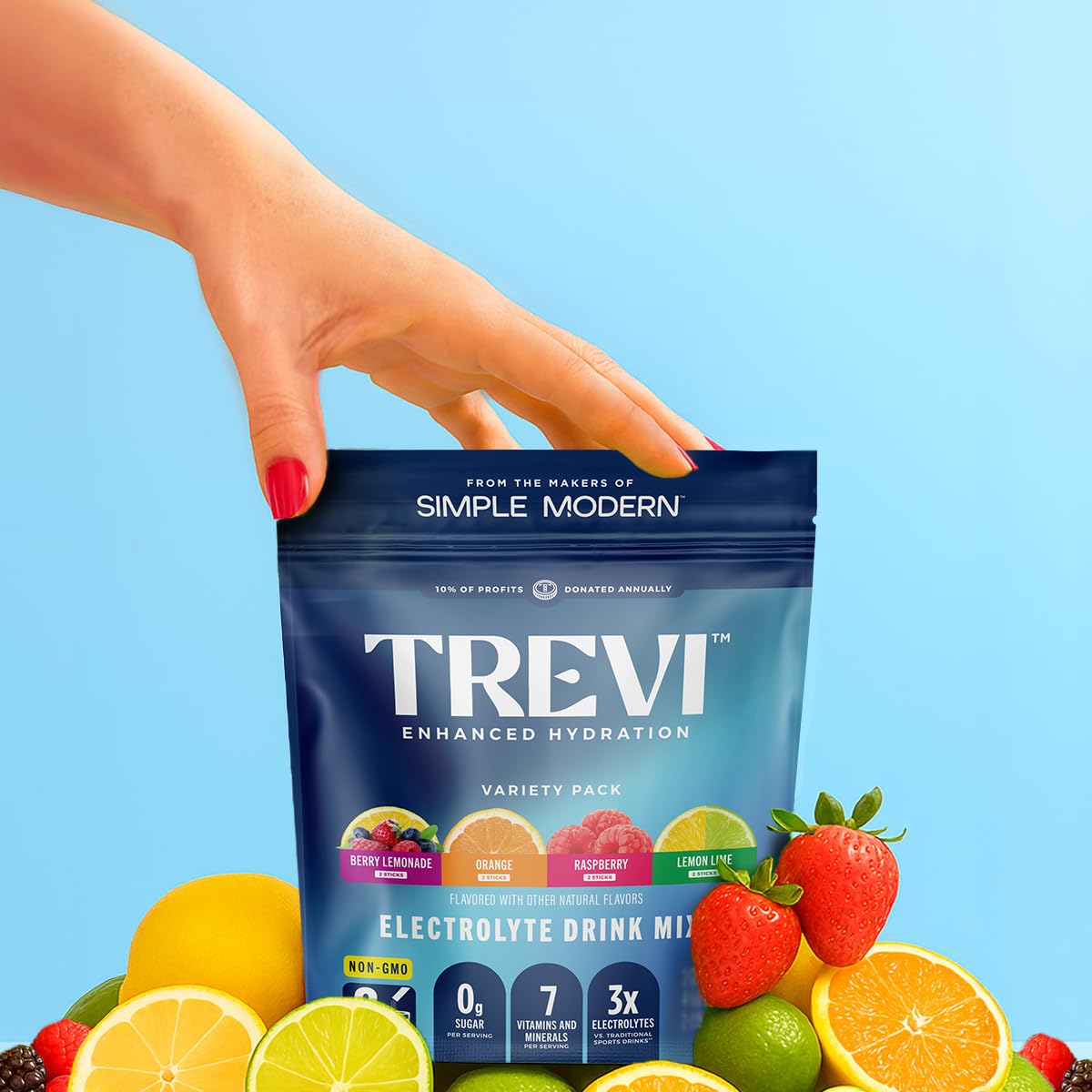 TREVI™ Sugar Free Electrolytes - Drink Mix Hydration Powder Packets - 28 Count - Variety Pack 1