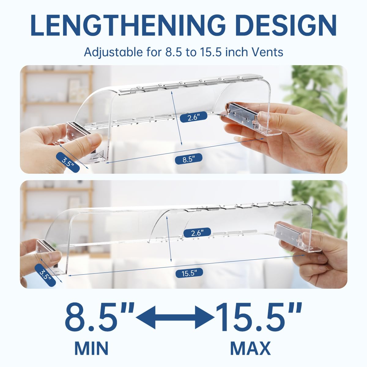 CH24Globall 4-Pack Air Vent Deflector 8.5 to15.5 Inches, Aerospace-Grade Plastic (5-Meter Drop Resistant), 200% Stronger Magnetic AC/Heat Vent Covers (-35°F to 284°F) for Ceiling/Floor/Wall Registers