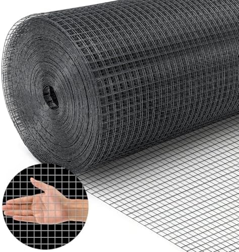 Land Guard 48 inch×100 ft Black Vinyl Coated Hardware Cloth, 19 Gauge 1/2 inch Black PVC Hardware Cloth, Black Welded Wire Fence Supports Poultry Netting Cage Fence…………