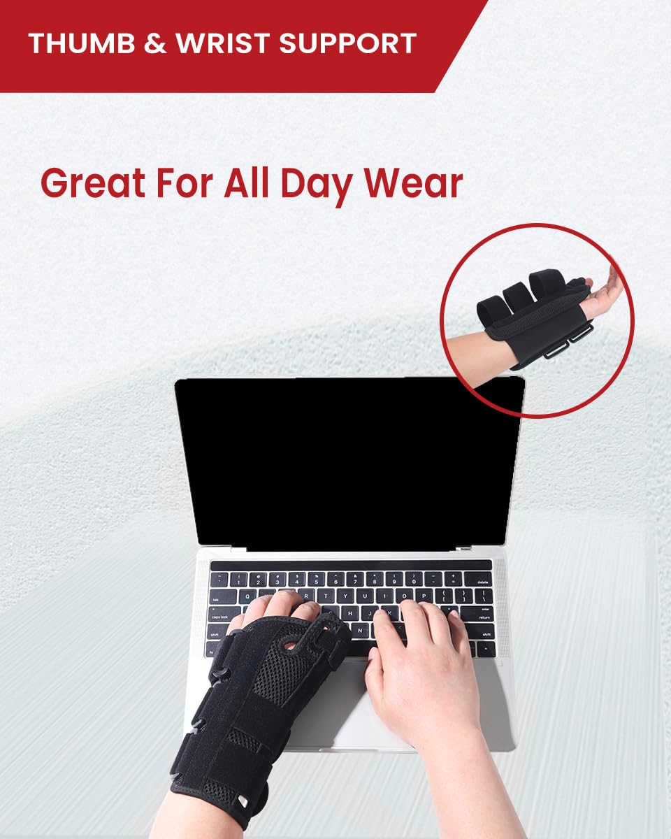 Hurmoya Wrist Brace Thumb Spica Splint Support for Carpal Tunnel, De Quervain's Tenosynovitis, Tendonitis Pain Arthritis Trigger for Man and Women (Medium - Right Hand)