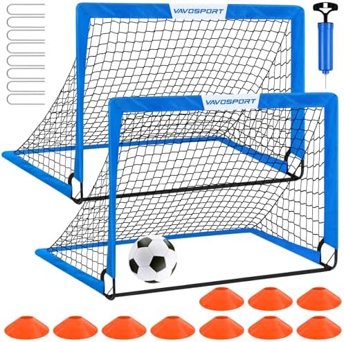 Kids Soccer Goals for Backyard Set - 2 of 4' x 3' Portable Soccer Goal Training Equipment, Pop Up Toddler Soccer Net with Soccer Ball, Soccer Set for Kids and Youth Games, Sports