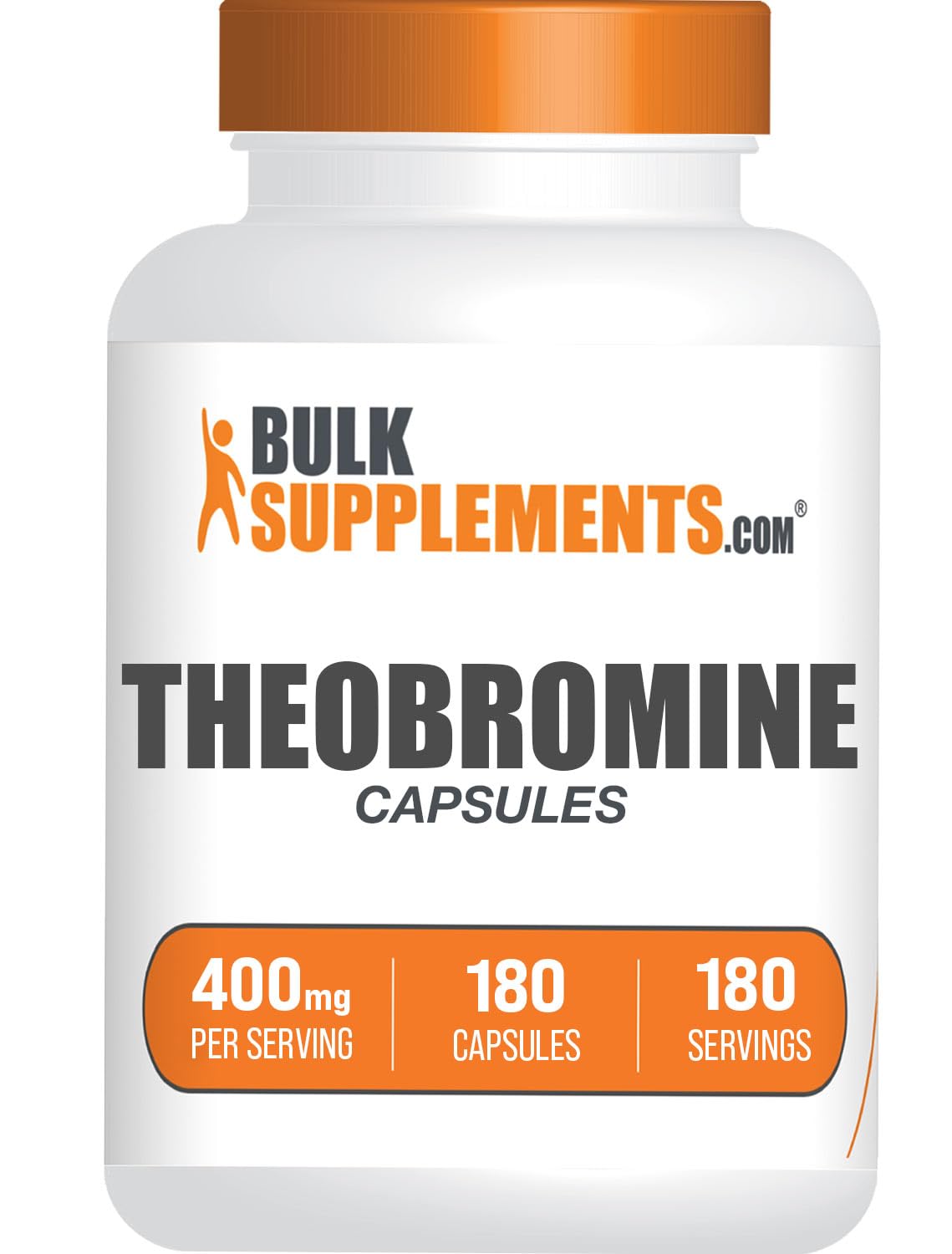 BulkSupplements.com Theobromine Capsules - Theobromine Supplement, Nootropic Supplement, Theobromine 400mg - Brain & Energy Support - Gluten Free, 1 Capsule per Serving, 180 Capsules