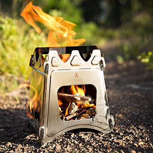 Portable Camping Stove Wood, Wood Stove Camping, Outdoor Compact Campfire, Survival Cooking Gear, Backpacking Stoves, Emergency Backpack Stoves, Hiking Burner, Foldable with Nylon Case