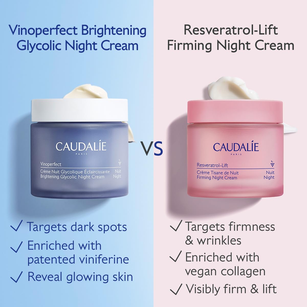 Caudalie Vinoperfect Dark Spot Brightening Glycolic Night Cream, Refillable Jar - 50 mL