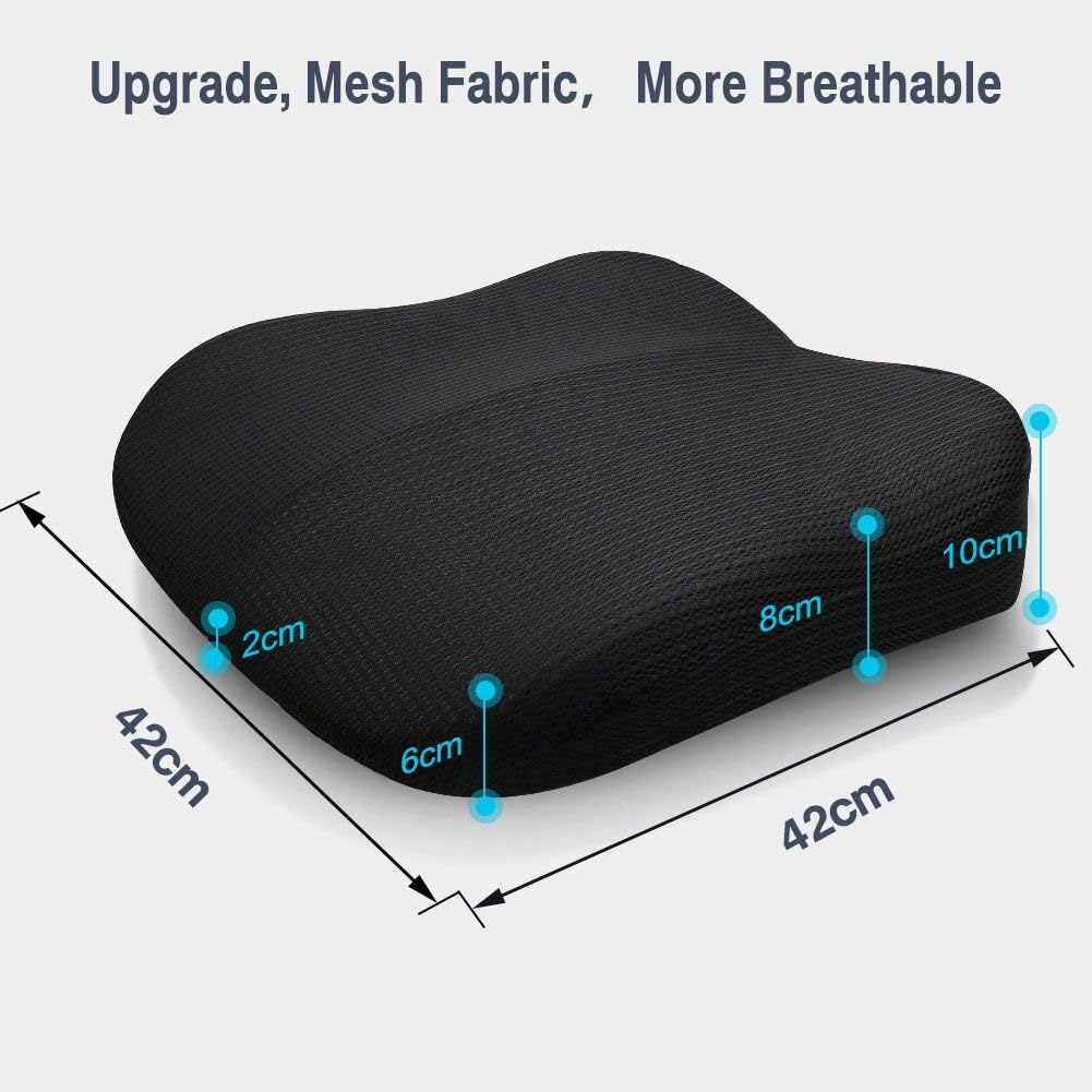 ACBAGI Adult Car Booster Seat for Driver, Driving Seat Cushion,Comfort Memory Foam Car Seat Cushion for Height, Seat Cushion for Car,Office Chair and Home Chair (Black B)