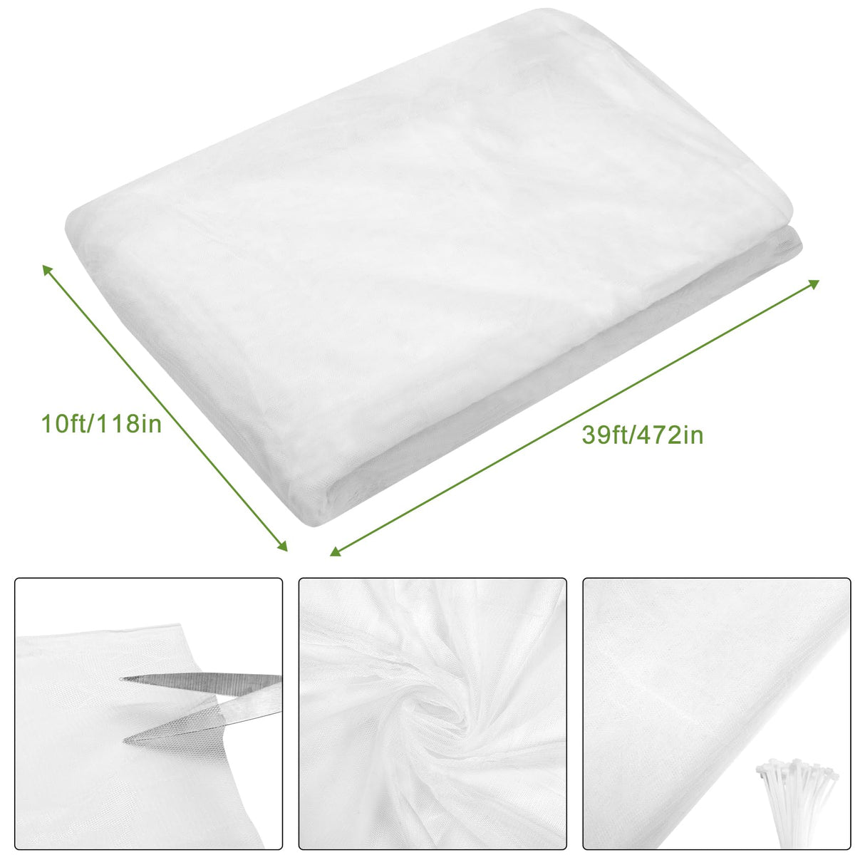 39 x 10 Ft Mosquito Netting for Patio, White Mosquito Net for Garden