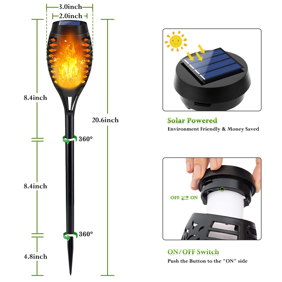 LNRYY Outdoor Solar Lights, 6Pack Solar Torch Light with Flickering Flame