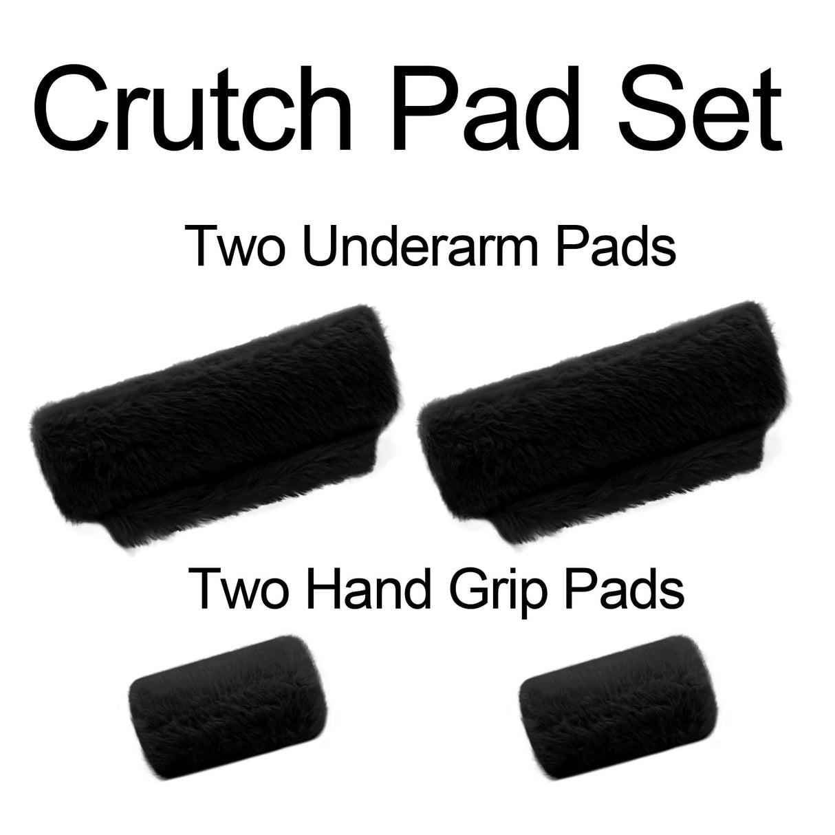 SPRING SEAON Crutches Padding Universal Crutch Pads for Armpits and Hand Grips Pads for Crutches Underarm Crutch Cushions Fluffy Crutch Covers Machine Washable (Black)