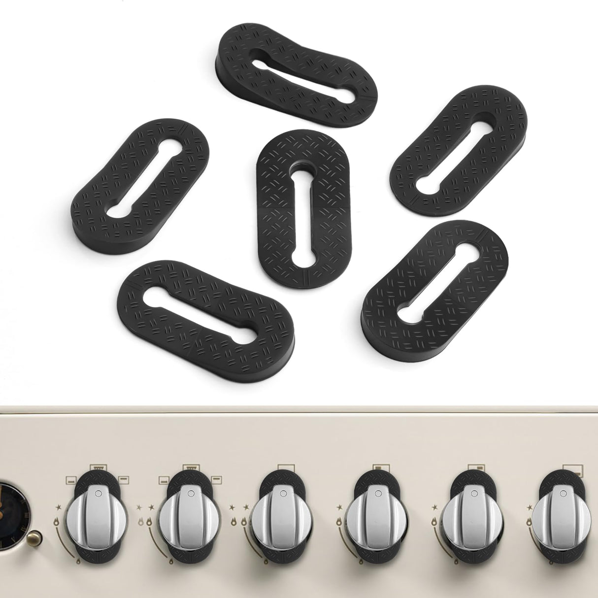 Silicone Stove Knob Safety Locks Gas Stove Knob Covers - Child Proof Oven Knob Locks (6 Pack)